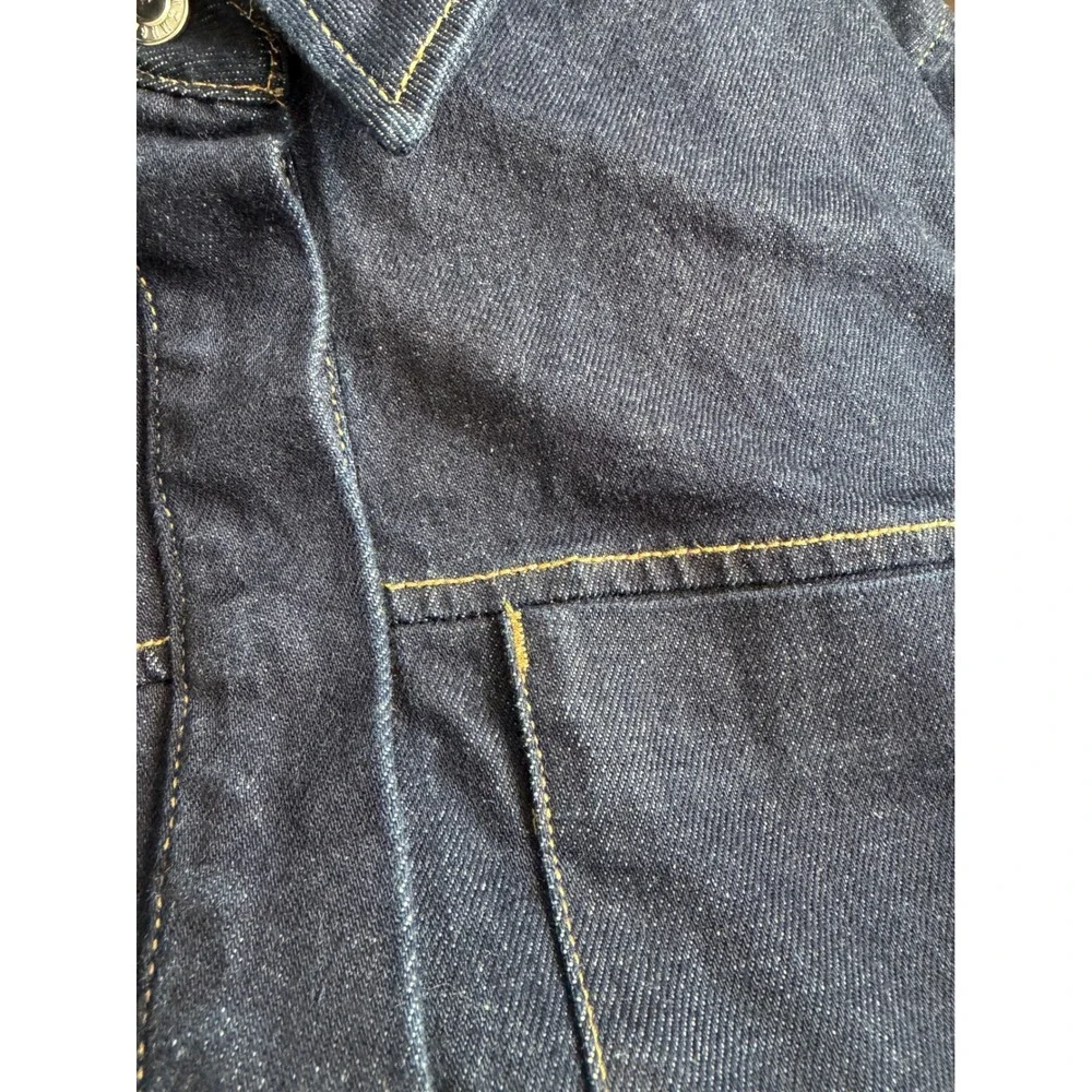 Mango MNG Denim Dark Wash Button Up Shirt Jacket Dark Blue Women Size L